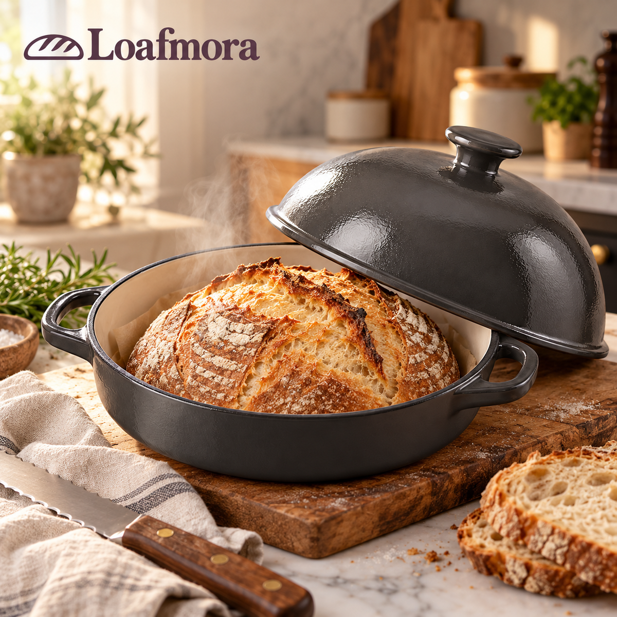 Loafmora Cast Iron Bread Oven - Give your loaf a place for its final rise in the oven.