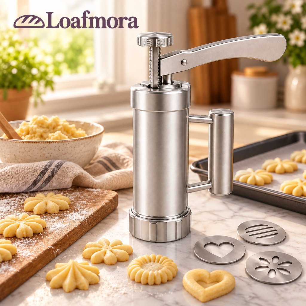 Loafmora Manual Cookie Press - Turn a simple dough into a tray of little shapes.