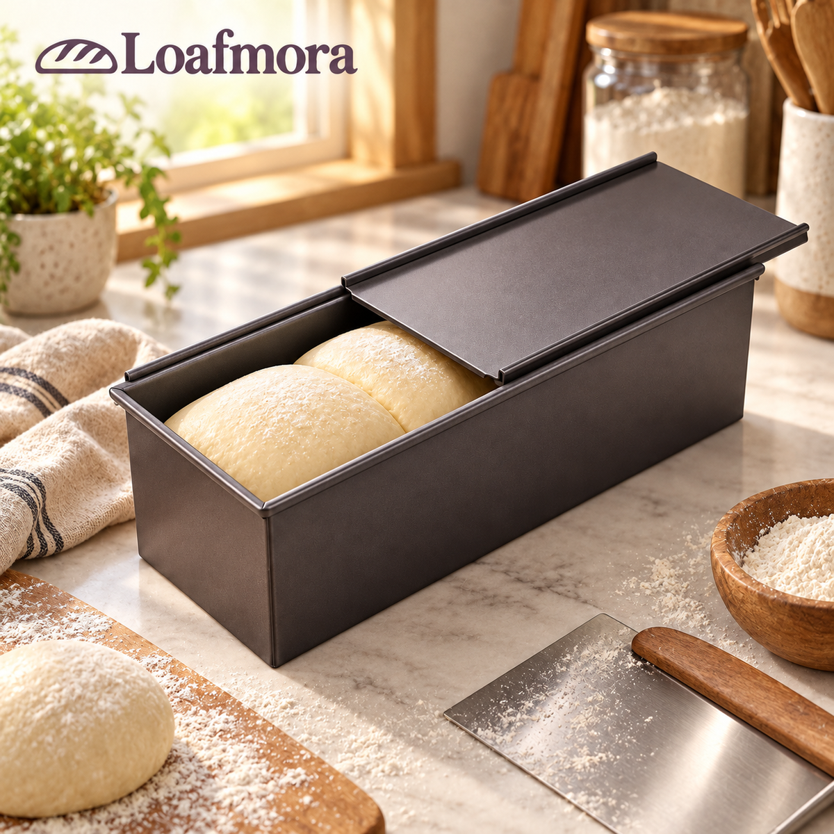 Loafmora Pullman Loaf Pan - A homemade loaf with an everyday place at the table.