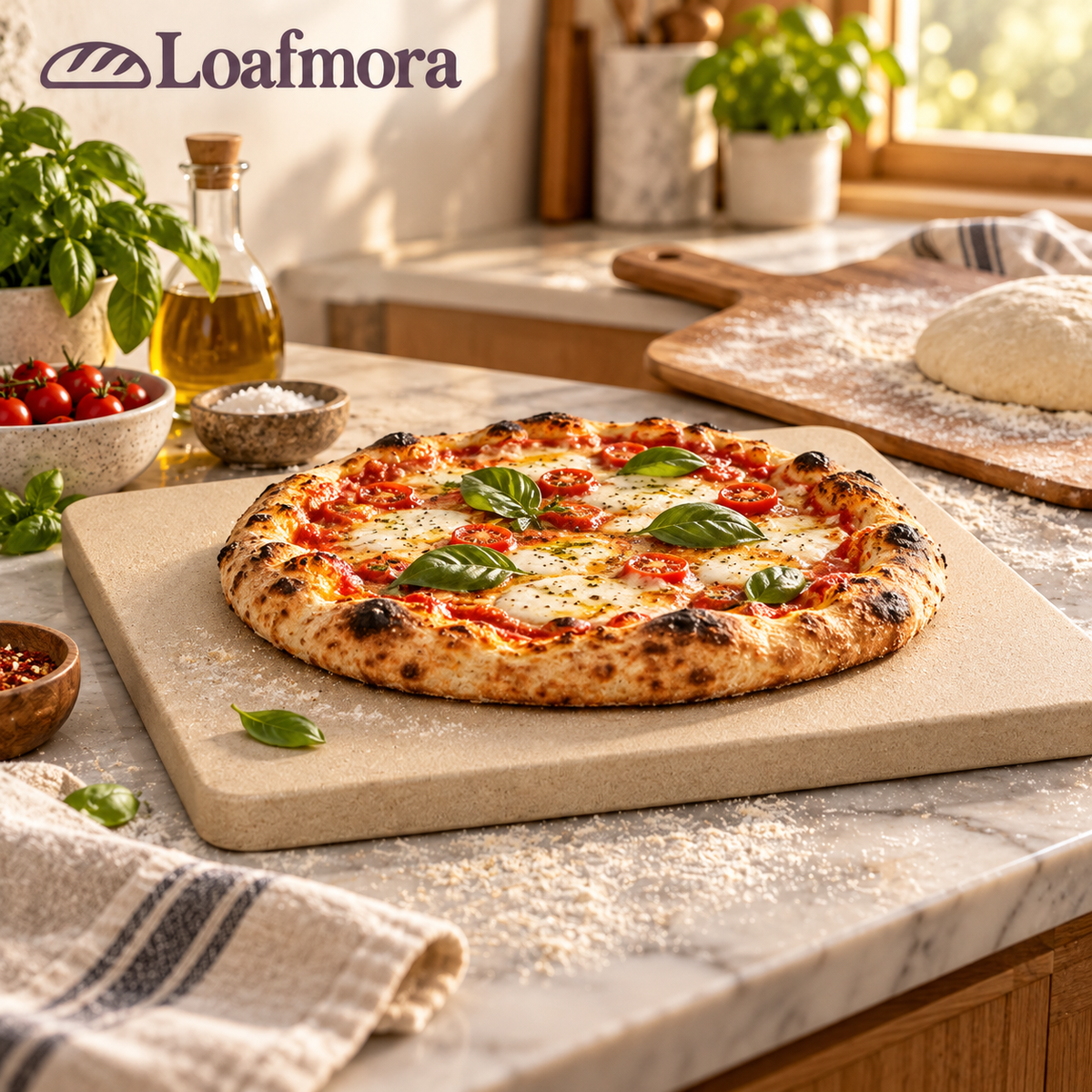 Loafmora Bread Baking Stone - A simple baking surface beneath your next loaf.