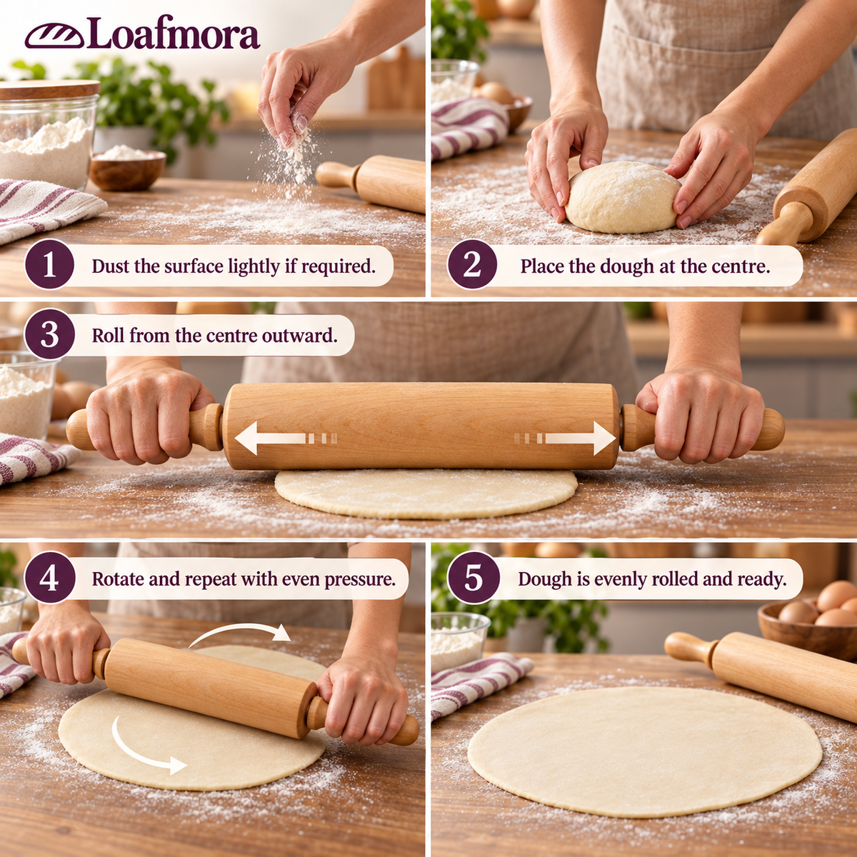 Loafmora Hardwood Rolling Pin - A broad barrel. A familiar rolling rhythm.