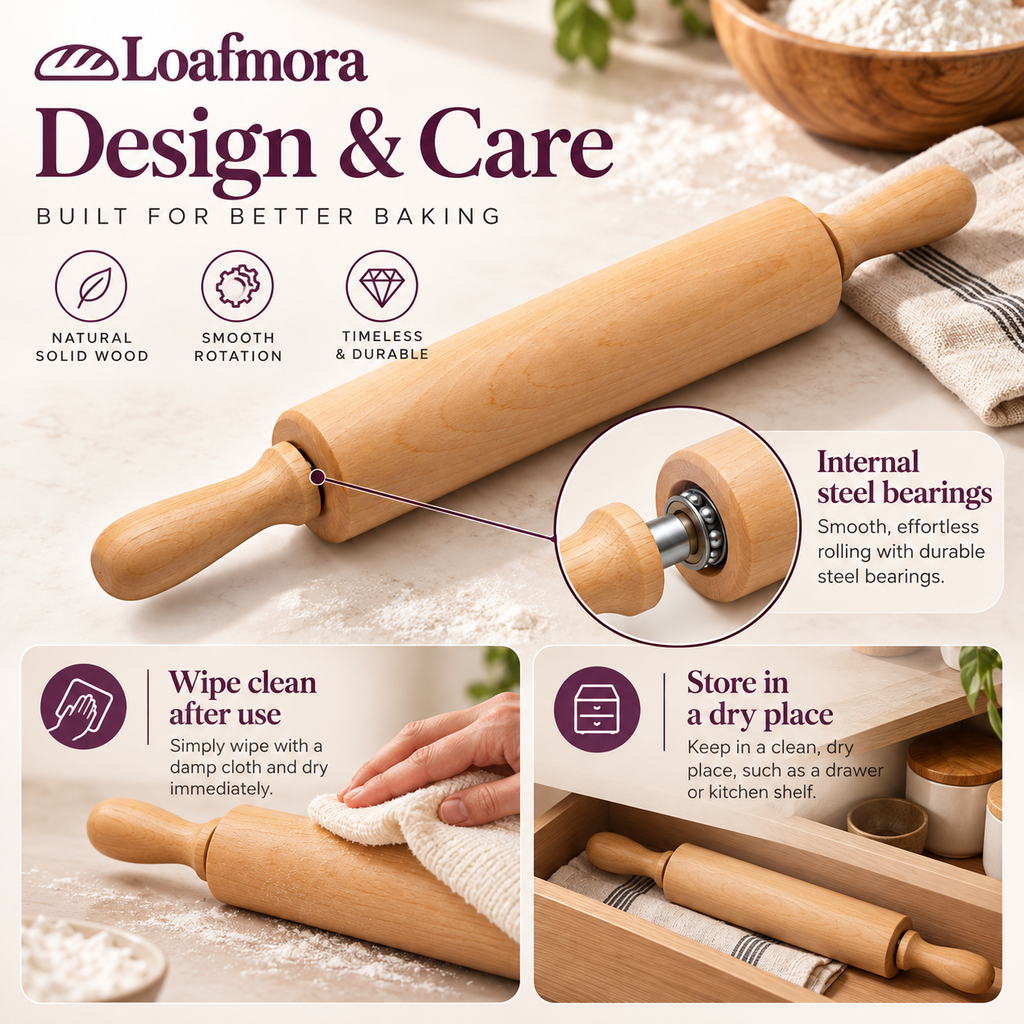 Loafmora Hardwood Rolling Pin - A broad barrel. A familiar rolling rhythm.