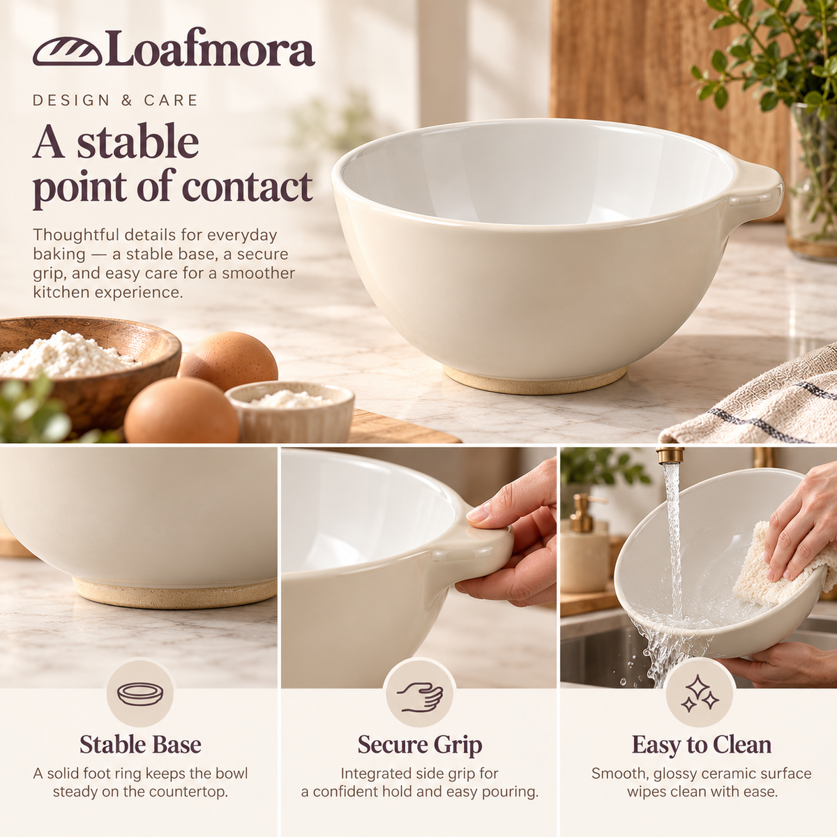 Loafmora Ceramic Sourdough Crock - A dedicated home for your daily starter ritual.