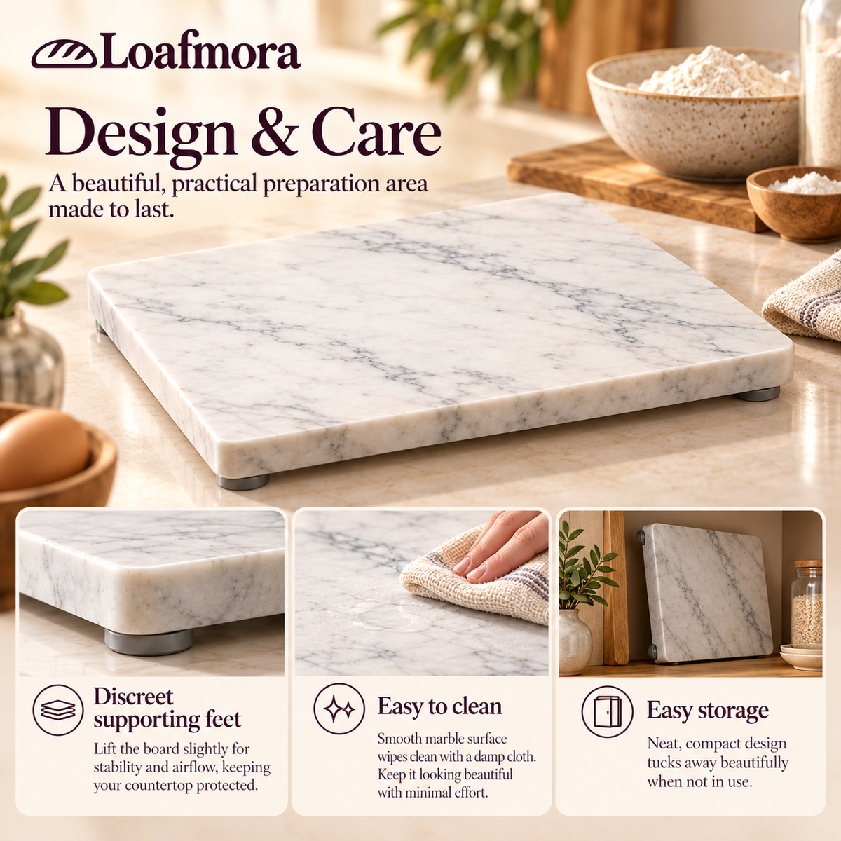 Loafmora Marble Pastry Board - Give pastry a surface of its own.