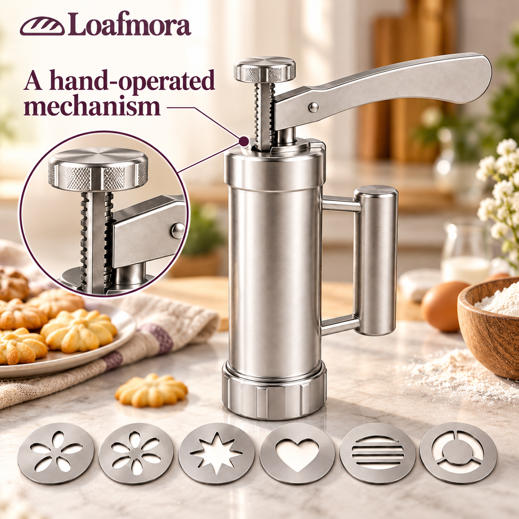 Loafmora Manual Cookie Press - Turn a simple dough into a tray of little shapes.