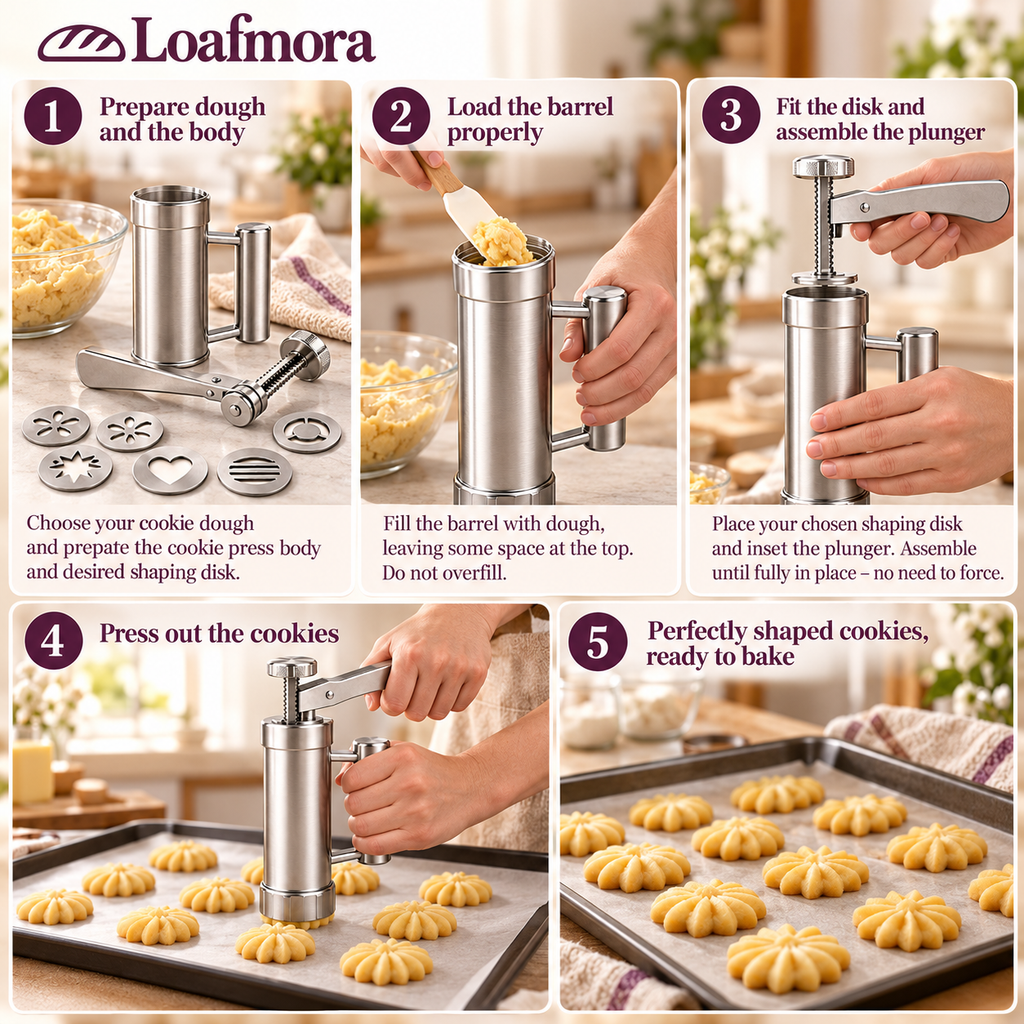 Loafmora Manual Cookie Press - Turn a simple dough into a tray of little shapes.