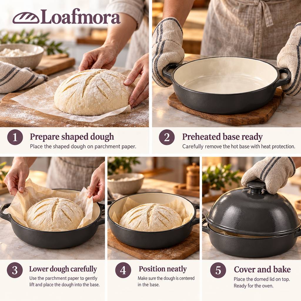 Loafmora Cast Iron Bread Oven - Give your loaf a place for its final rise in the oven.