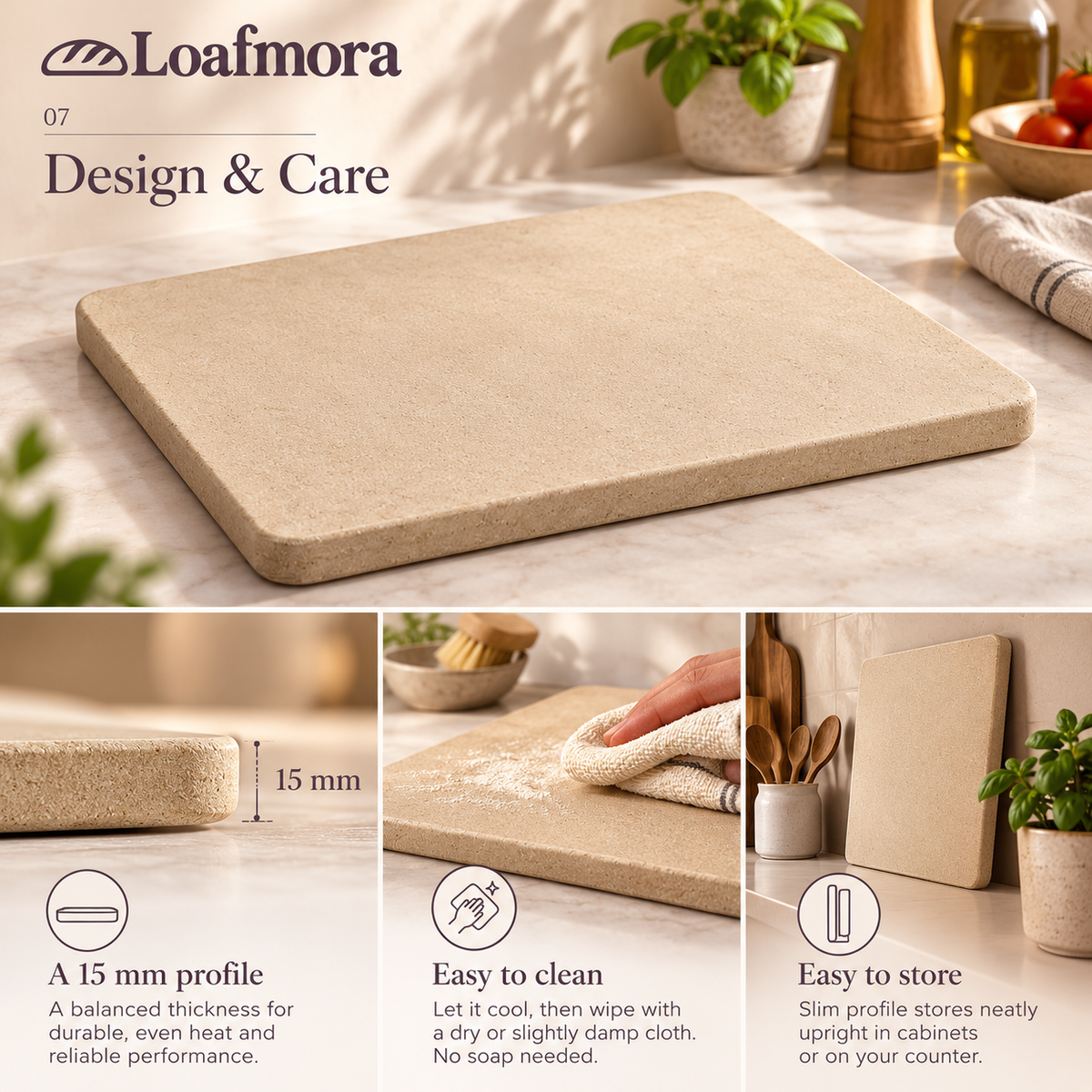 Loafmora Bread Baking Stone - A simple baking surface beneath your next loaf.