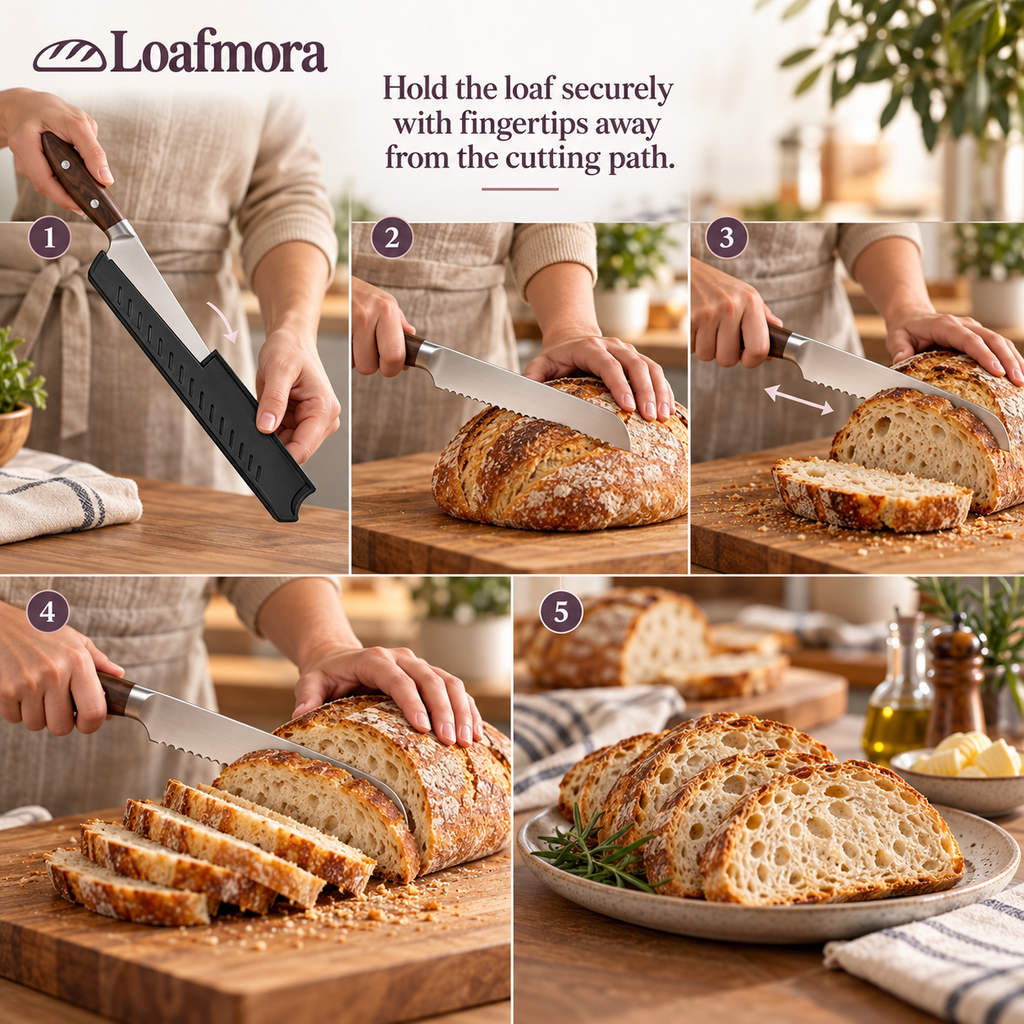 Loafmora Offset Bread Knife - Make the first slice part of the pleasure.