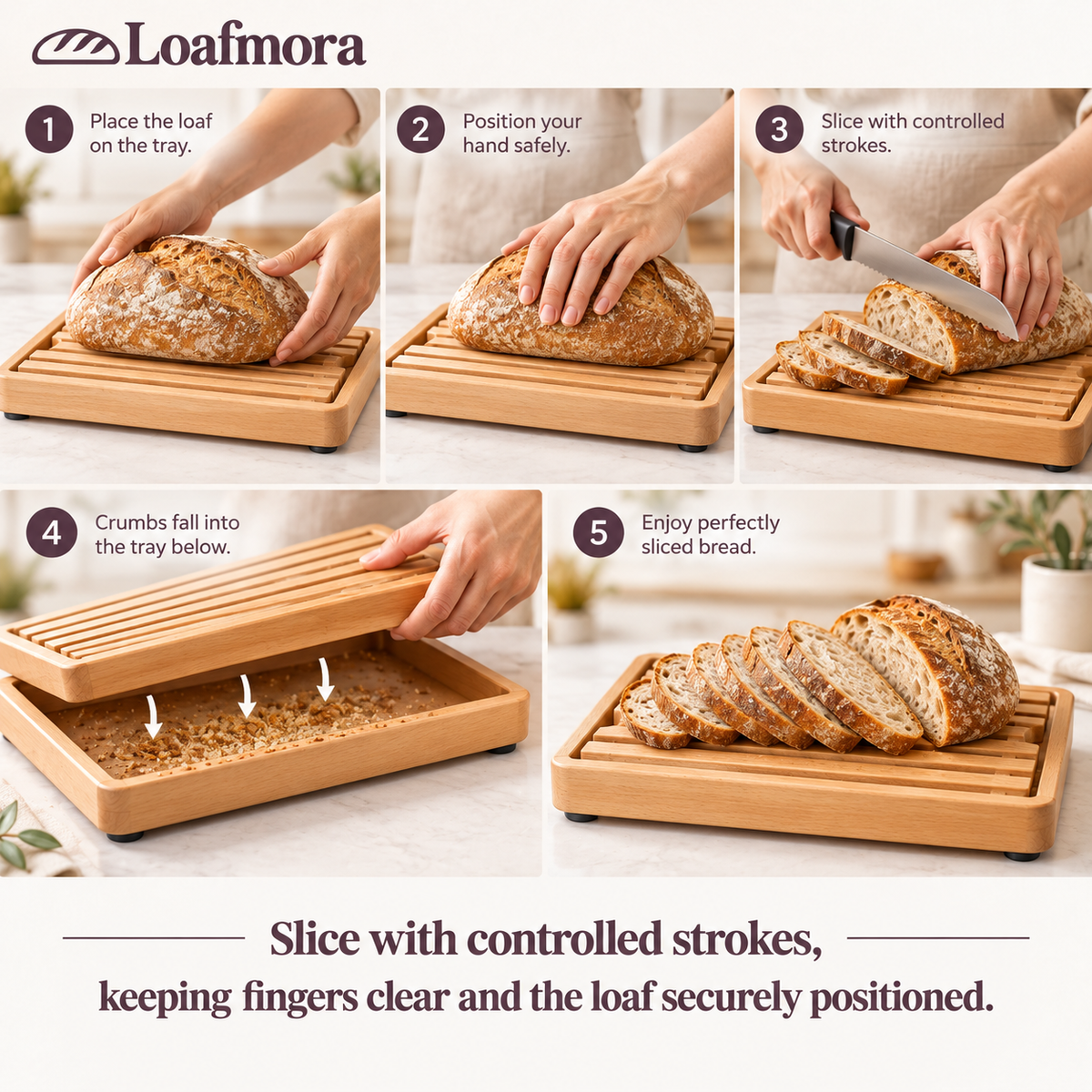 Loafmora Crumb-Catching Bread Board - A place for the loaf—and the crumbs it leaves behind.