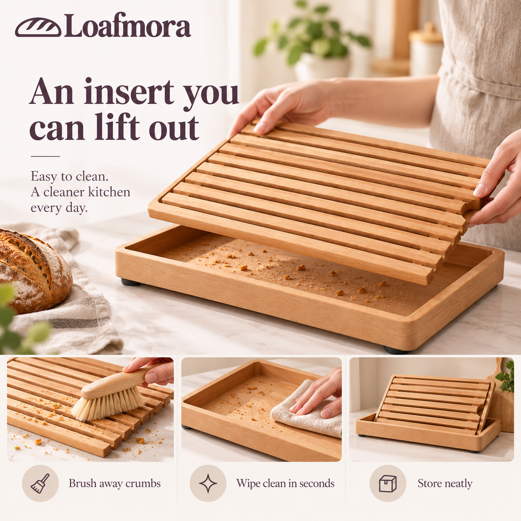 Loafmora Crumb-Catching Bread Board - A place for the loaf—and the crumbs it leaves behind.