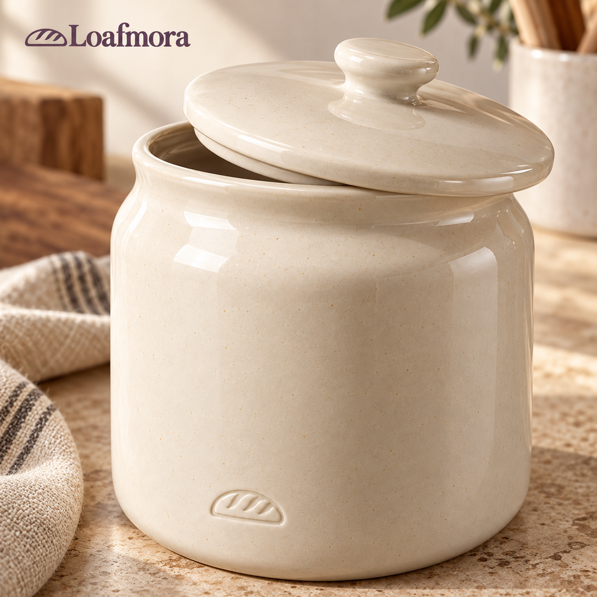 Loafmora Ceramic Sourdough Crock - A dedicated home for your daily starter ritual.